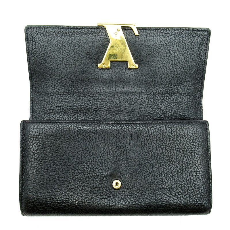 Louis Vuitton Portefeuille Capucines M61248 Taurillon Leather Women Noir Black