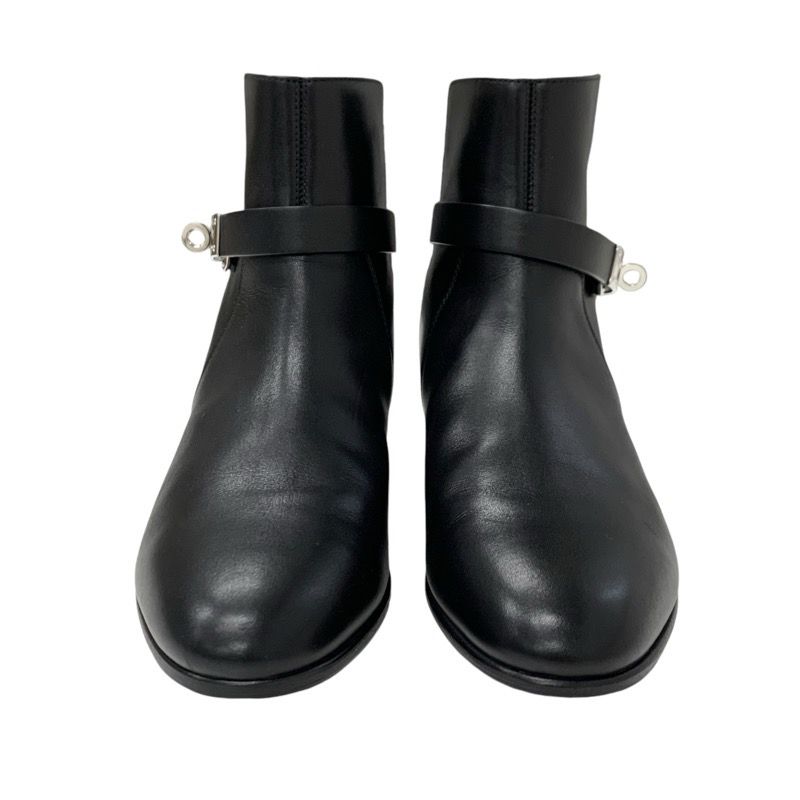 Hermes Neo Boots Short Boots Shoes Leather Black Silver Kelly Hardware