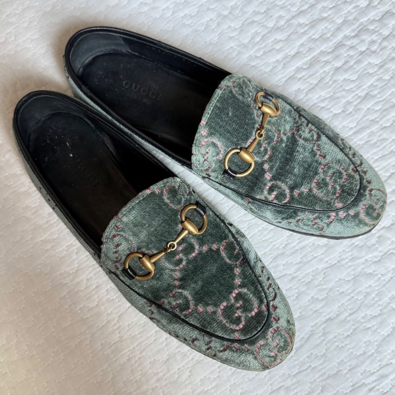 Gucci Jordane GG Pattern Horsebit Loafers Velvet Velour 35 1 2 22.5cm (8.86in)