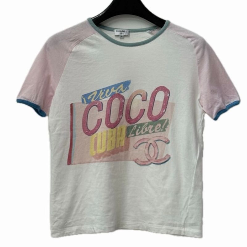 Chanel Short Sleeve T-shirt COCO CUBA Coco Cuba P55821 Cotton Pink