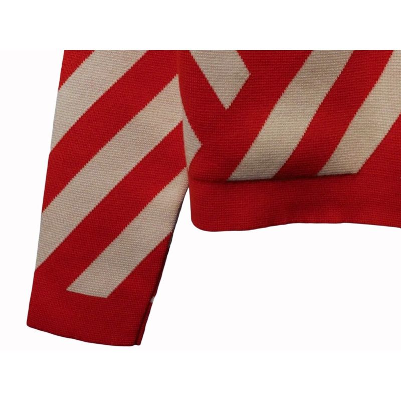 Gucci Striped Cardigan Womens Wool Red Ivory Gold Tone Double G