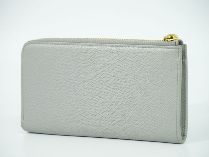 Authentic Prada Saffiano Metal Leather L-shape Zipper Long Wallet Long Wallet