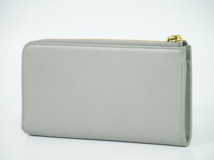 Authentic Prada Saffiano Metal Leather L-shape Zipper Long Wallet Long Wallet