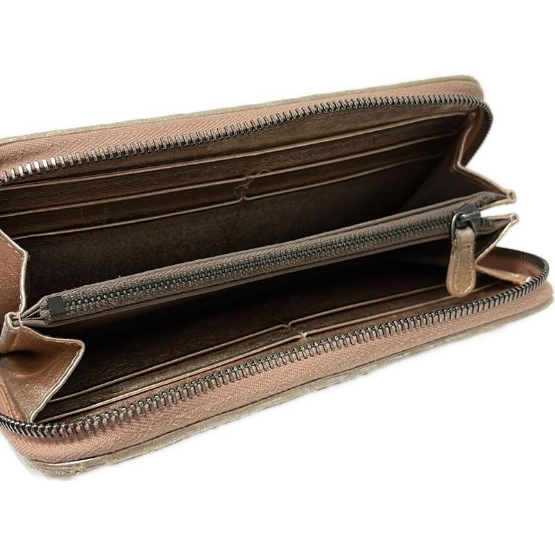 Bottega Veneta Long Zip Around Wallet Pink Gold Round Zipper Leather