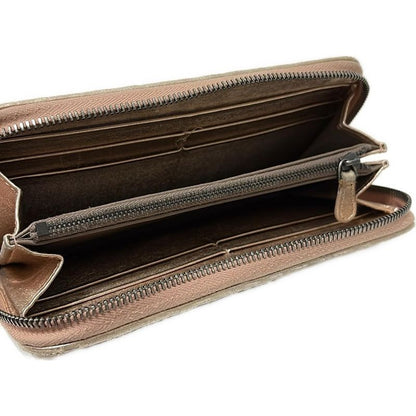 Bottega Veneta Long Zip Around Wallet Pink Gold Round Zipper Leather