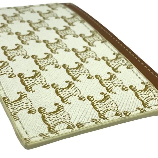 Celine Card Case Pass Case Compact Triomphe Logo Leather Ivory Brown