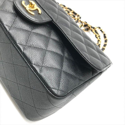Chanel CC Logo Big Quilted Caviar Leather Chain Shoulder Bag Black