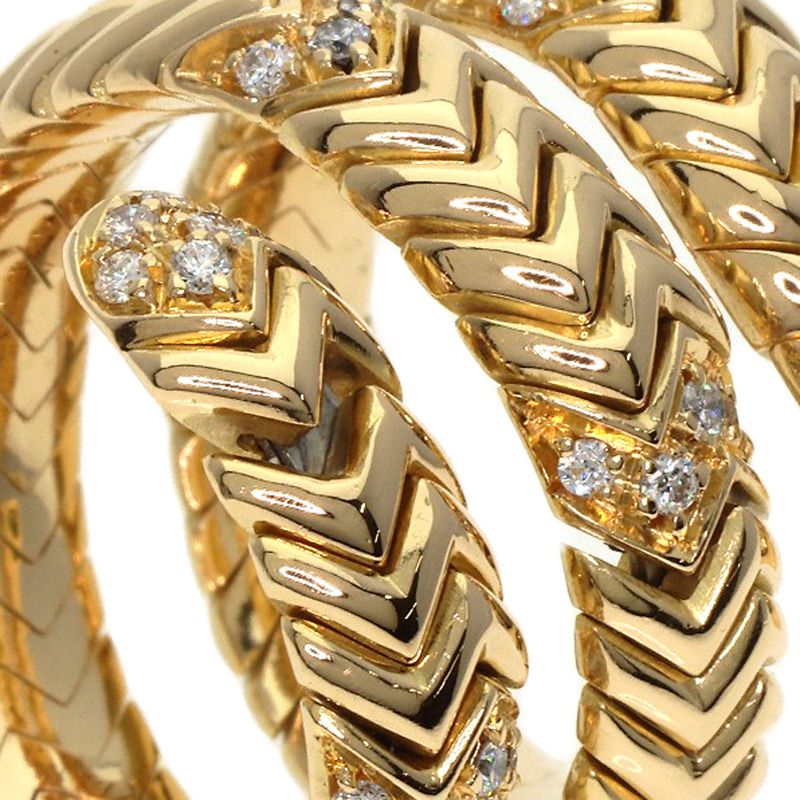 Bvlgari Bulgari Tubogas Spiga Peridot Diamond Ring And Ring 18K Yellow Gold