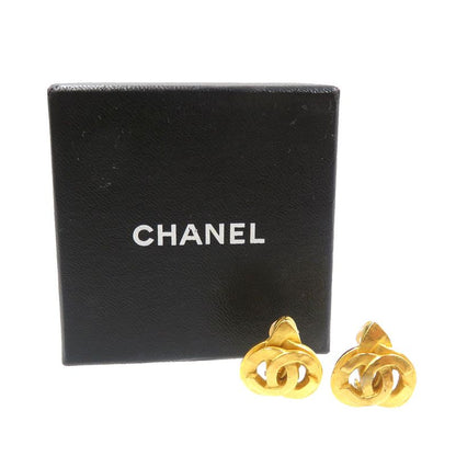 Chanel Coco Mark Vintage Metal Gold Earrings 0208 Chanel