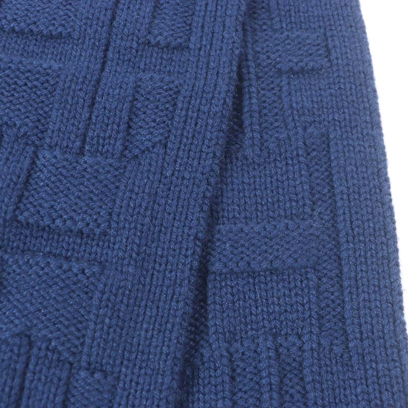 Hermes 100% Cashmere H Logo Knitting Knit Scarf Navy Men's And