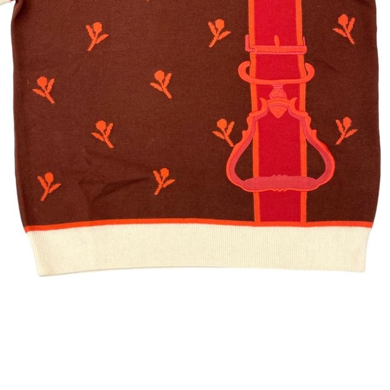 Hermes Short Sleeve Sweater Ettelier Embroidery Short Sleeve Knit H4e2624d Size