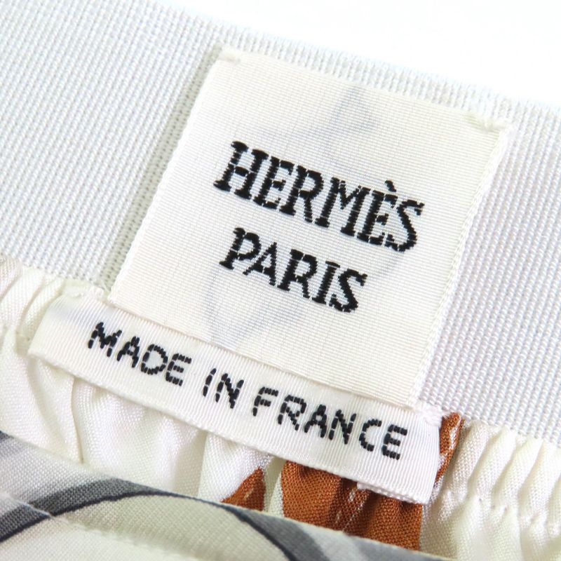 Hermes 2024 4e0331dv Panoplie Tout Cuir 100% Silk Printed Short Pleated Skirt