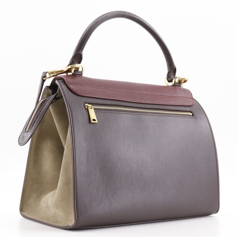 Celine Trapeze 2-way Shoulder Calf And Suede Brown/gray Women's Handbag