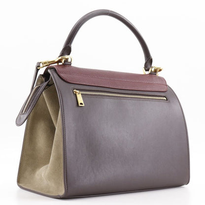 Celine Trapeze 2-way Shoulder Calf And Suede Brown/gray Women's Handbag