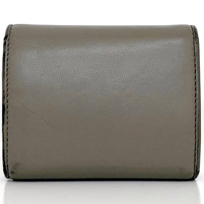 Celine Trifold Wallet Beige Triomphe Logo Leather Preowned