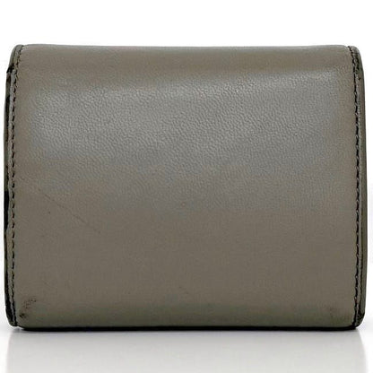 Celine Trifold Wallet Beige Triomphe Logo Leather Preowned