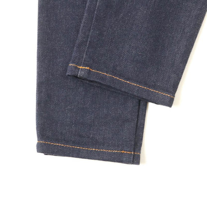Fendi Flp673 Leather Denim Pants With Logo Patch And Logo Button Bottoms Indigo