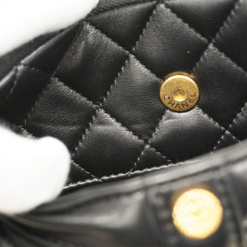 Chanel Shoulder Bag Girl Chanel Lambskin Black Gold Hardware Women