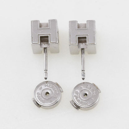 Hermes Cajdouache H-cube Metal Silver Ladies 6.1g Earrings