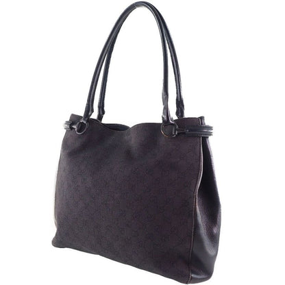 Gucci 101346 GG Canvas And Leather Black Unisex Tote Bag