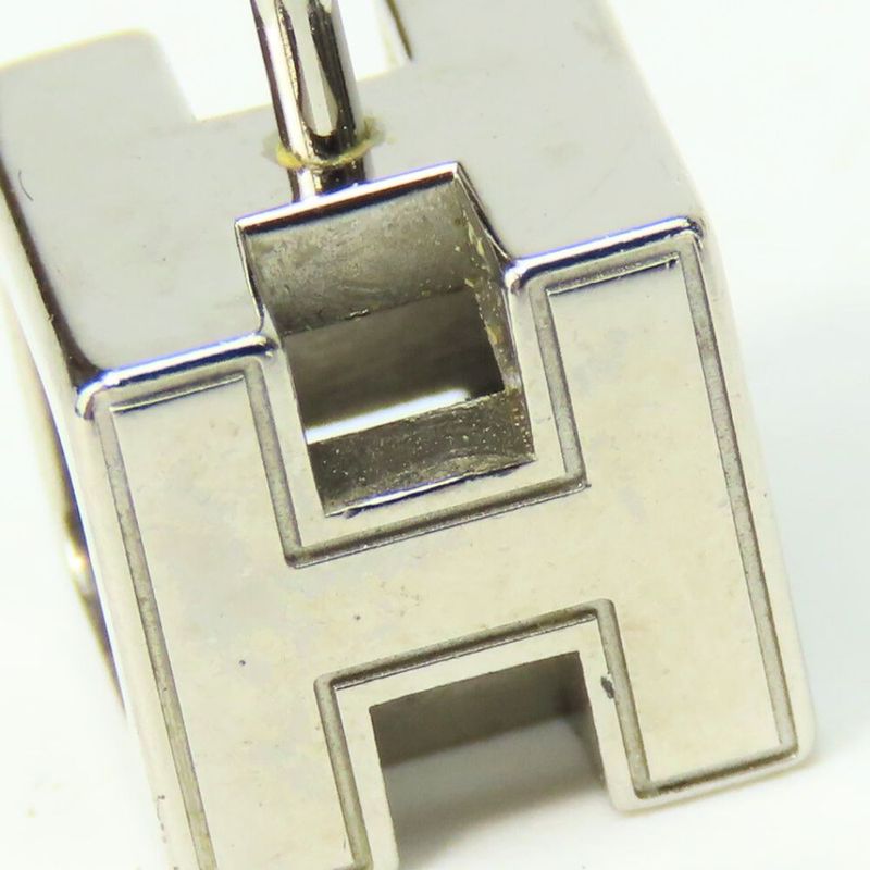 Hermes Earrings Cage De Assches H Cube Metal Black Silver Plated Accessories