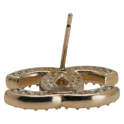 Chanel Coco Mark Rhinestone Earrings One Side Only Gold Plated Women's Chanel