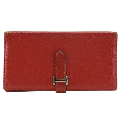 Hermes Bearn Souffle Red □K Ladies Bifold Wallet