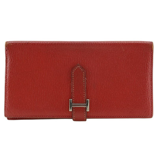 Hermes Bearn Souffle Red □K Ladies Bifold Wallet
