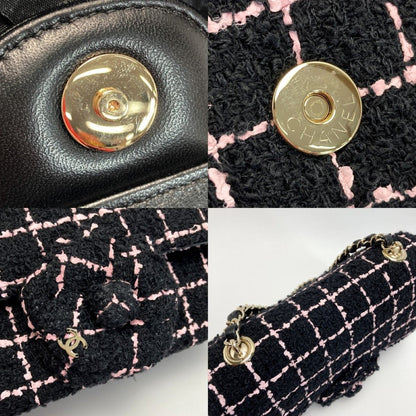 Chanel Cocomark Camellia Chain Shoulder Bag As4388 Black X Pink Tweed