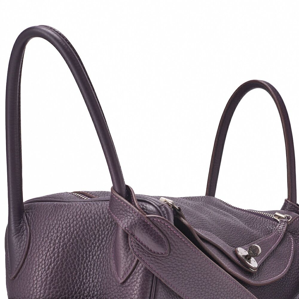 Hermes Lindy 34 Shoulder Bag Taurillon Clemence Raisin (silver Hardware)