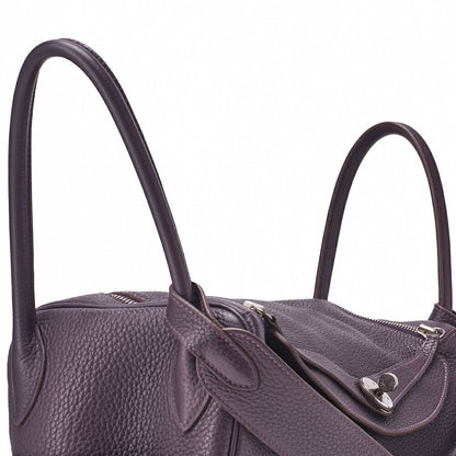 Hermes Lindy 34 Shoulder Bag Taurillon Clemence Raisin (silver Hardware)