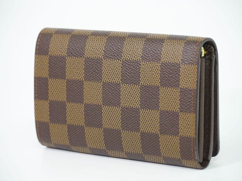 Authentic Louis Vuitton LV Portefeuille Trésor Damier Ebène Fold Wallet Brown