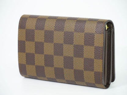 Authentic Louis Vuitton LV Portefeuille Trésor Damier Ebène Fold Wallet Brown