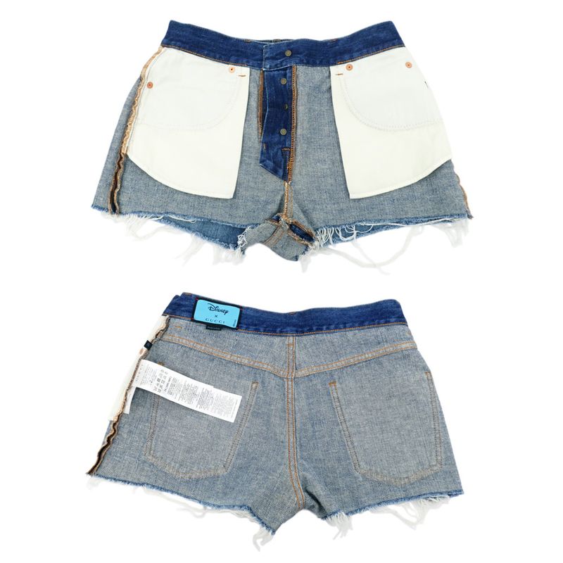 Gucci Disney Collaboration Denim Shorts Donald 652655 25 Inch Ladies