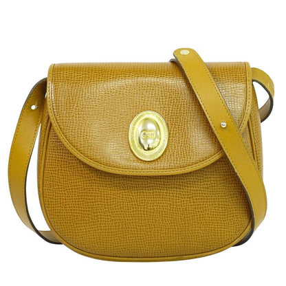 Authentic Christian DIOR Leather Shoulder Bag Pochette Brown Bag Pre-owned