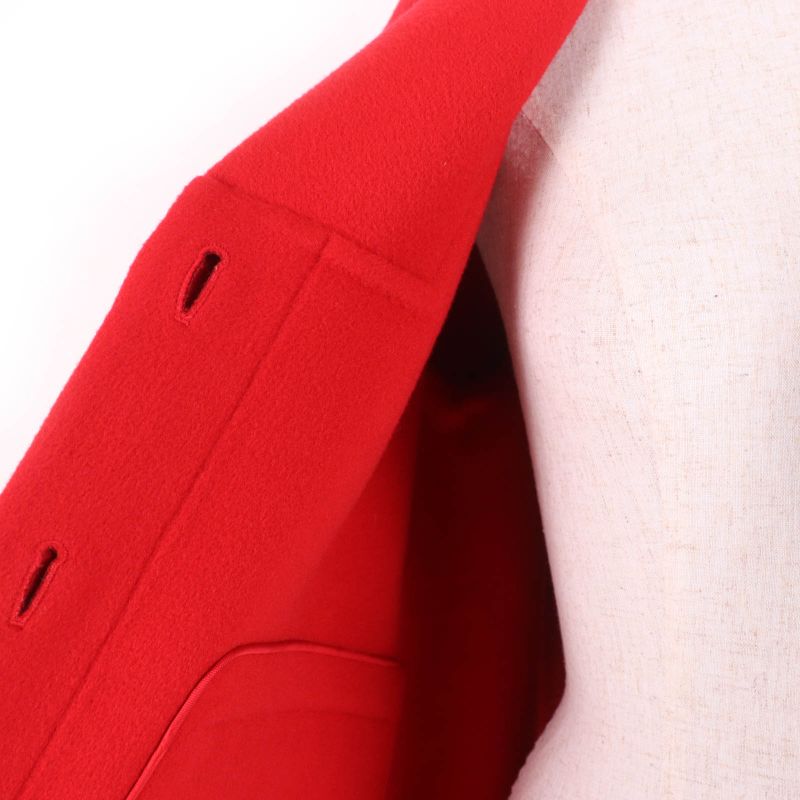 Hermes 100% Cashmere Short Coat Half Coat With Serie Buttons Red 34 Made In