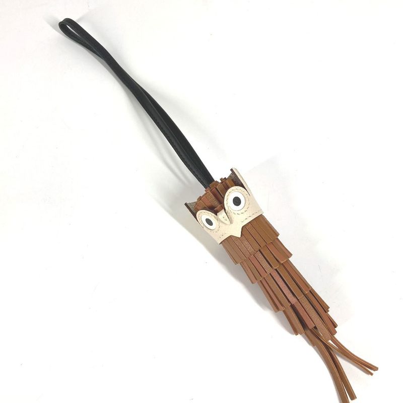 Hermes Charm Bagcharm Charm Chouette Owl Leather Gold/black/nata Brown