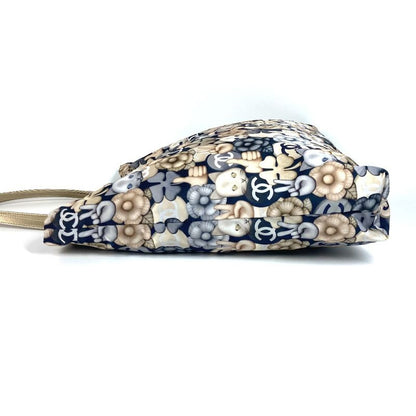 Chanel Shoulder Bag Cat Choupette Camellia Cat Leather / Nylon Blue