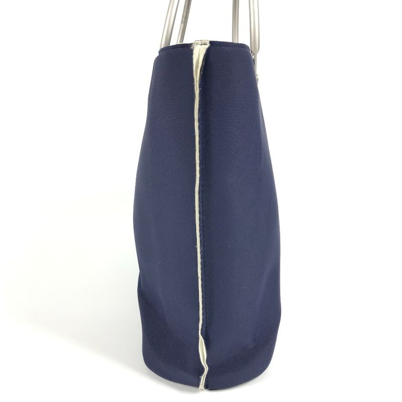 Chanel Handbag Metal Handle Polyamide Navy