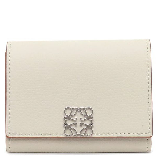 Loewe Card Case Square Coin Card Holder Pepple Grain Calf Rye Togo Roasted