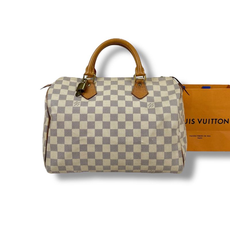 Louis Vuitton Handbag Damier Azure Speedy 30 Mini Boston Bag White Ivory Beige