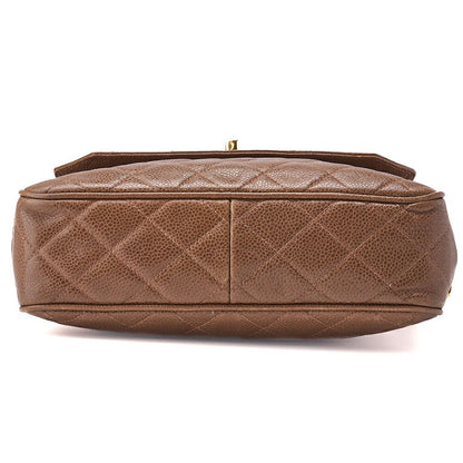 Chanel Chain Shoulder Matelasse Caviar Skin Brown Coco Mark Ball Charm Turnlock