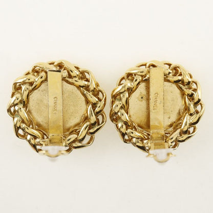 Chanel Earrings With Ear Of Rice Motif Vintage Gold Plated Ladies 50.0g