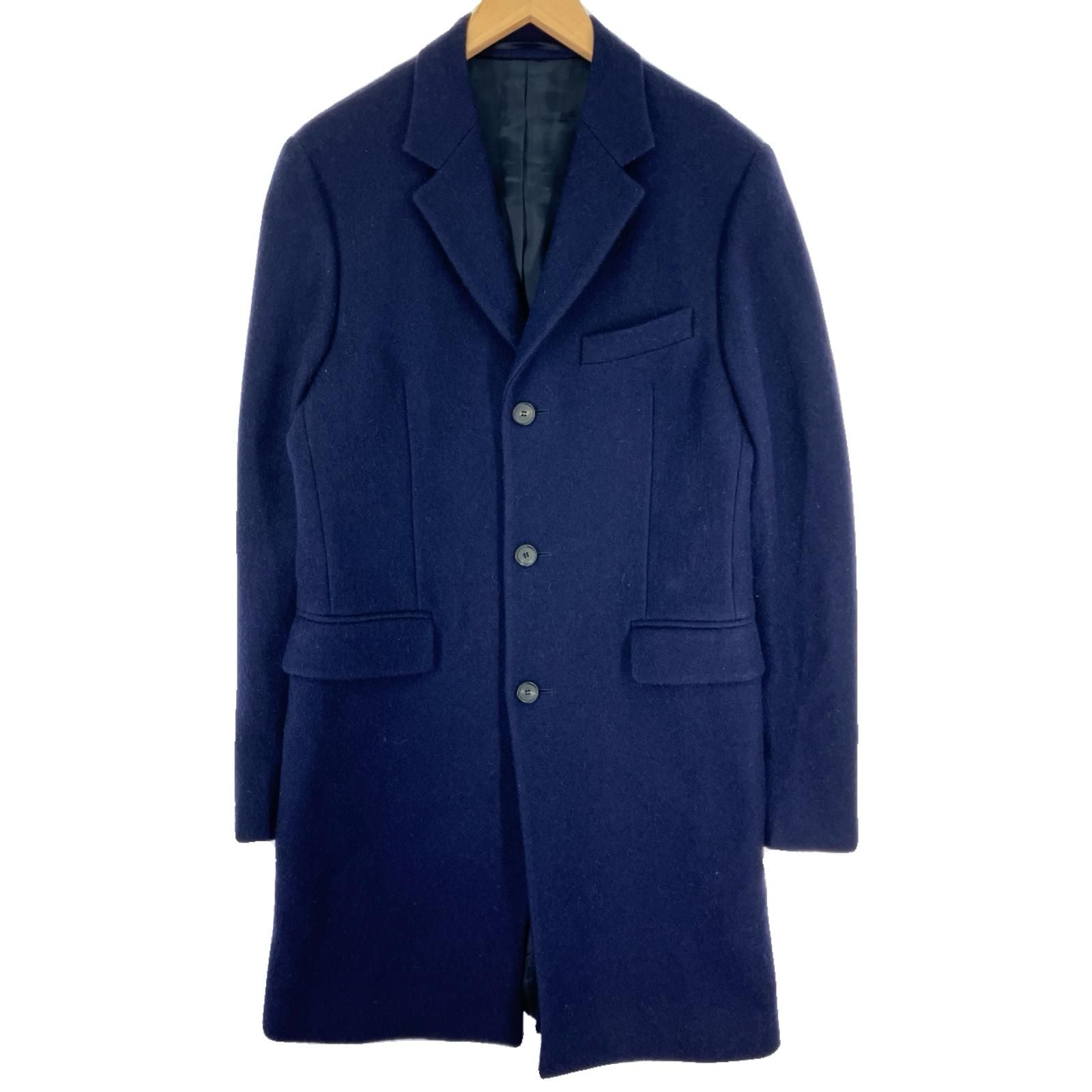 Prada Wool Chester Coat Rn98339/ca34767 Navy
