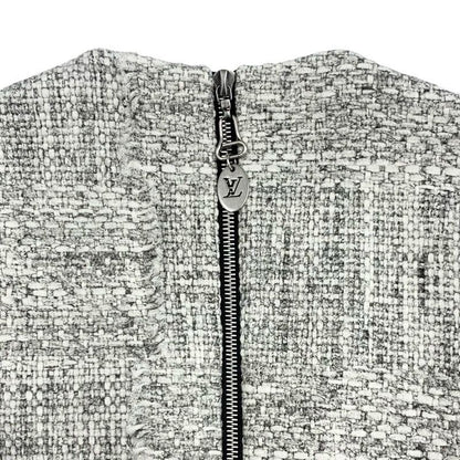 Louis Vuitton Dress Cotton Gray Tweed Short Sleeve 22 SS