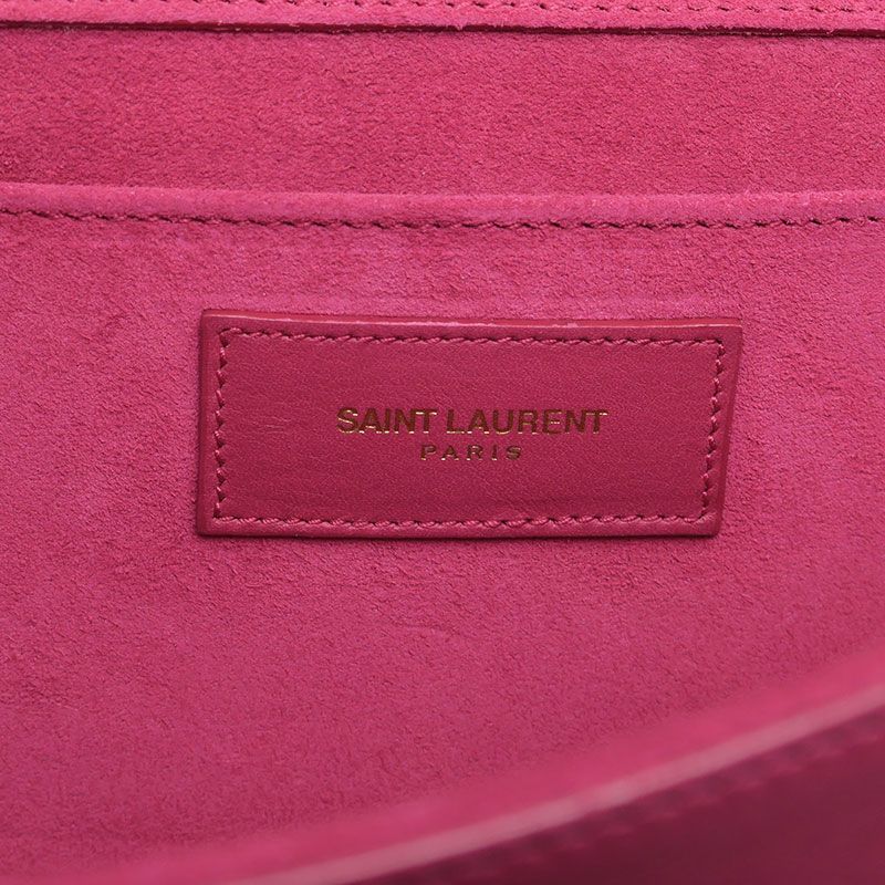 Saint Laurent Wyline Clutch Bag Magenta Pink Leather