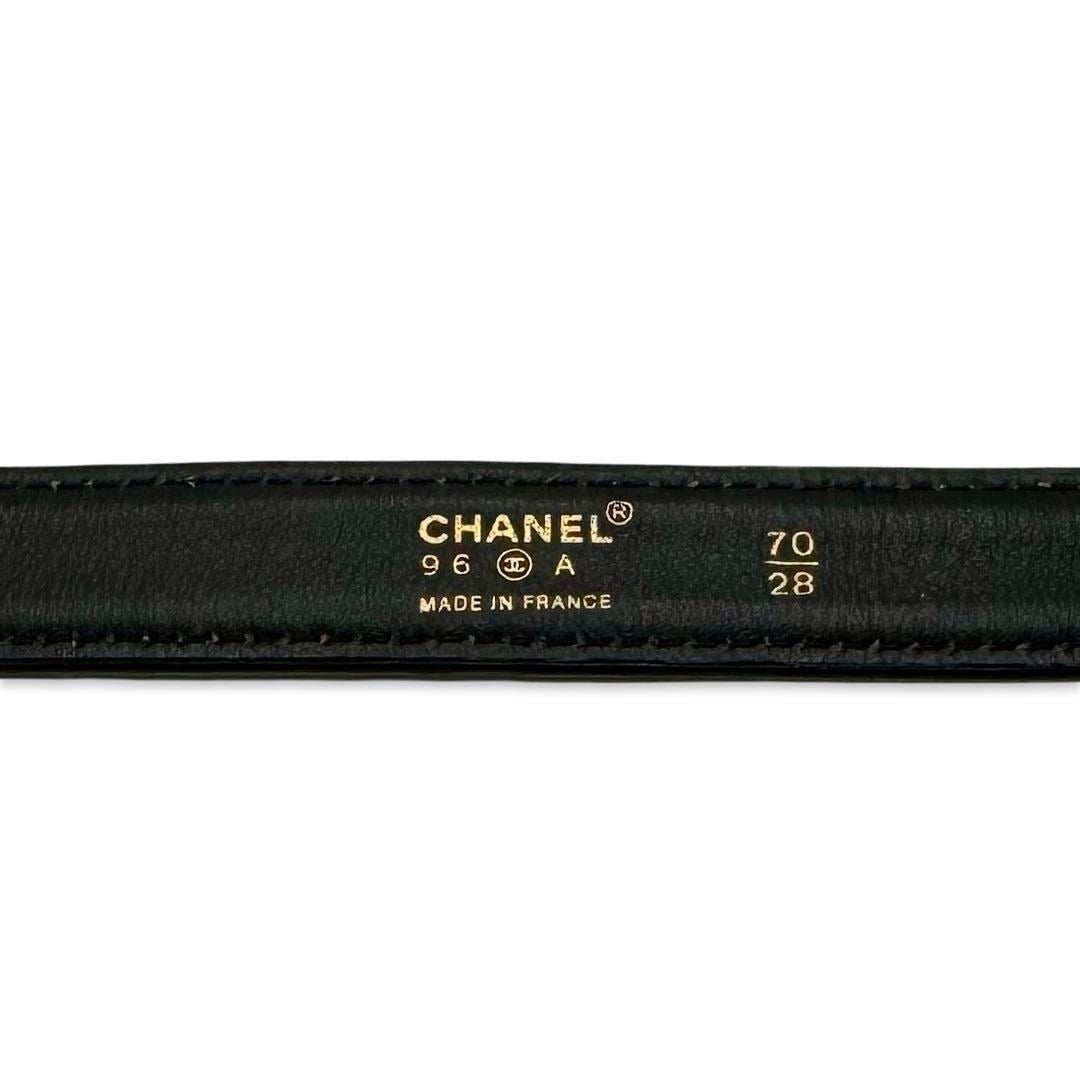 CHANEL Vintage Cambon Logo Black Leather Belt Gold Square Buckle