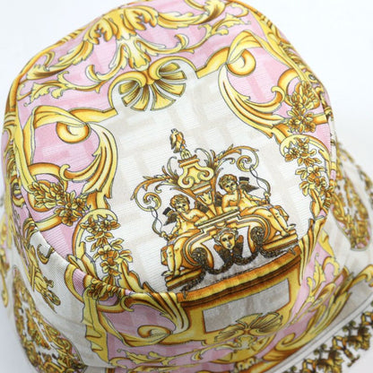 Fendace Fxq698 Silk Fendi Versace Reversible FF Logo Allover Hat With Logo