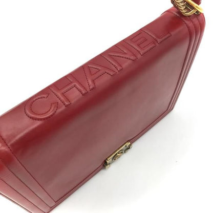 Chanel Leather Chain Shoulder Bag Red