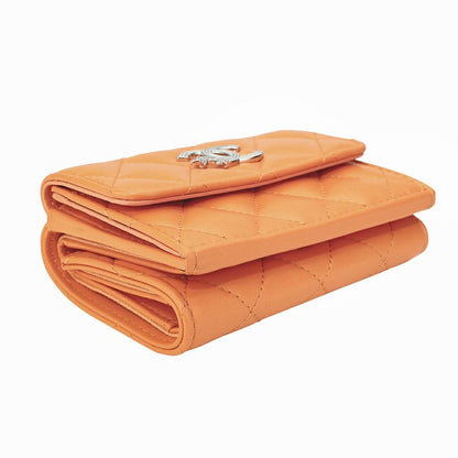 Chanel Petit Portefeuille A Rabat Orange Tri-fold Wallet